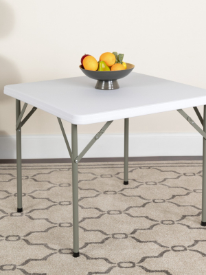 Flash Furniture 2.85-foot Square Granite White Plastic Folding Table