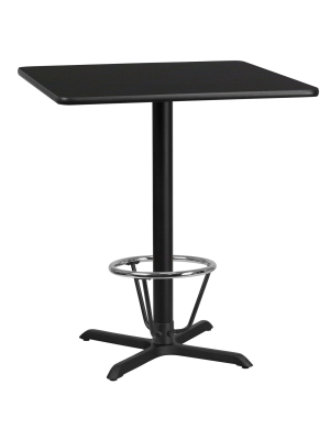 Flash Furniture 36'' Square Laminate Table Top With 30'' X 30'' Bar Height Table Base And Foot Ring