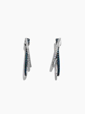 Effy Bella Bleu 14k White Gold Blue And White Diamond Earrings, 0.58 Tcw