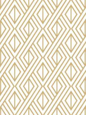 Gold Geo Peel-and-stick Wallpaper In Gold And White By Nextwall