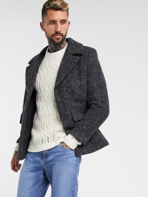 Asos Design Wool Mix Jacket With Concealed Placket In Gray