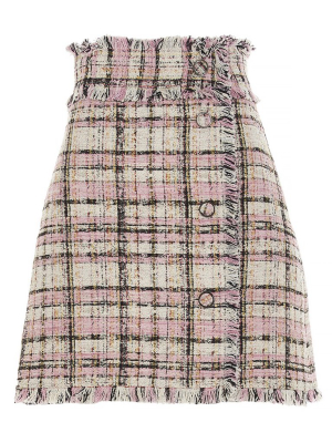 Msgm Frayed Edge Tweed Mini Skirt