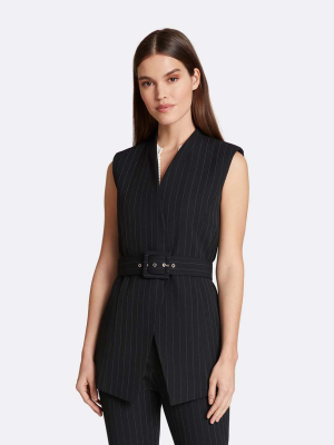 Pinstripe Belted Vest