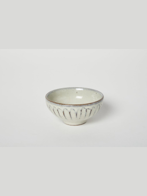 White Glaze Carving Rice Bowl