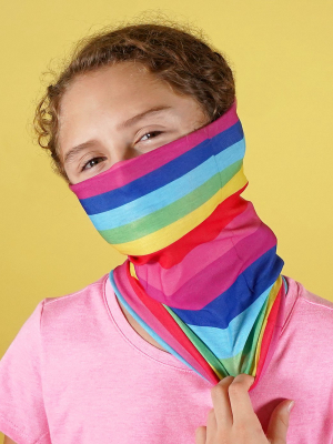 Pastel Rainbow Stripes Kids Neck Gaiter