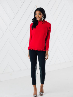 Long Sleeve Double Ruffle Top (two Colors)