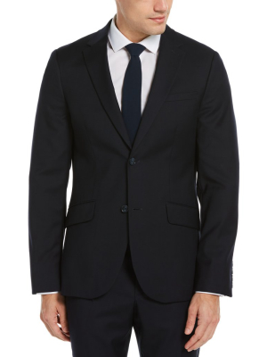 Slim Fit Navy Stretch Wool Blend Suit Jacket