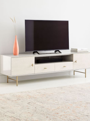 Modernist Wood & Lacquer Media Console (80") - Winter Wood