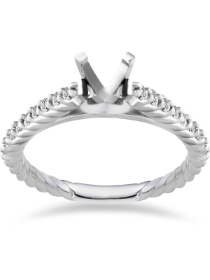 Pompeii3 3/8ct Braided Diamond Engagement Ring Setting 14k White Gold