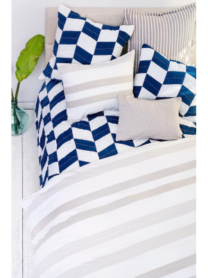 Carol & Frank Herringbone Patch Indigo Quilt