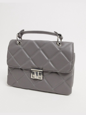 Stradivarius Crossbody Bag With Chain Detail In Gray