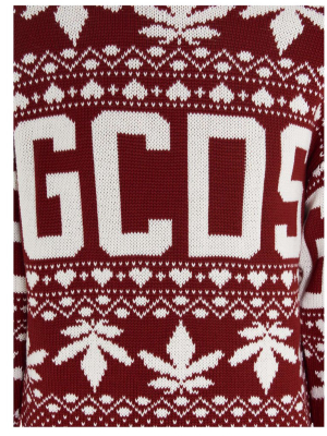 Gcds Christmas Logo Intarsia Crewneck Sweater