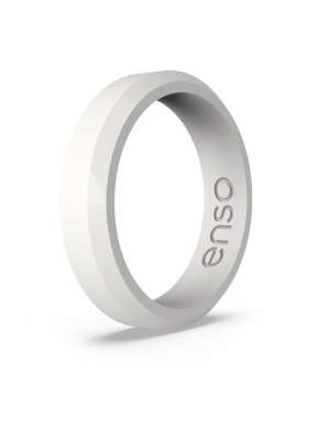 Bevel Thin Silicone Ring - White