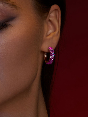 14kt Rose Gold Pink Sapphire Diamond Ameka Earrings
