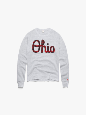 Women's Script Ohio Plaid Crewneck