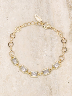 Francine Link 18k Gold Plated Bracelet With Rectangle Crystals