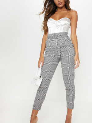 Monochrome Check D Ring Belted Cigarette Pants