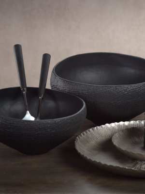 Mara Sand Organic Ceramic Tall Bowl - Black