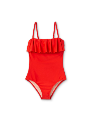 Women's Post-mastectomy Flounce One Piece Swimsuit - Kona Sol™ Red