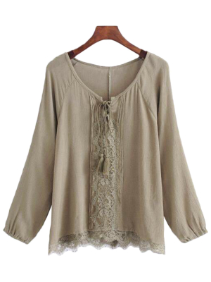 'ertha' Lace Pleated Tassel Top (2 Colors)