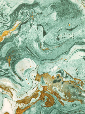 Marbled Wallpaper In Emerald Green From The Precious Elements Collection By Burke Decor