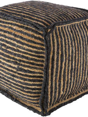 Perth Hand Woven Pouf In Ink