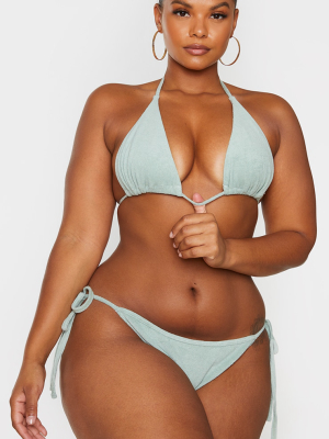 Plus Sage Green Towelling Triangle Bikini Top