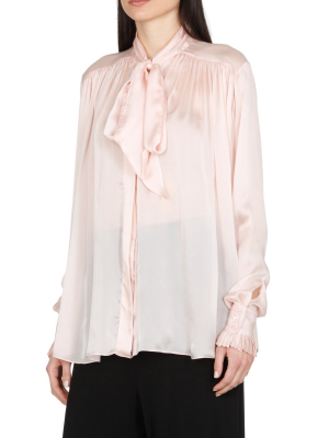 Alexandre Vauthier Pussy-bow Long-sleeve Blouse