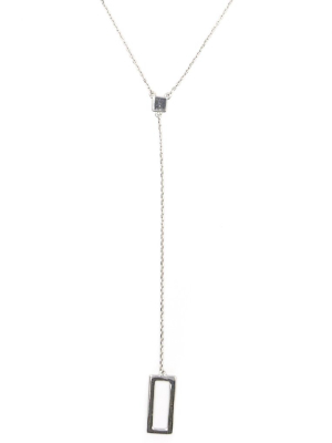 Four Corners Lariat Necklace, Silver