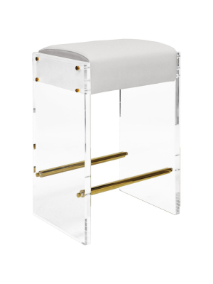 Worlds Away Indy Counter Stool - White And Brass