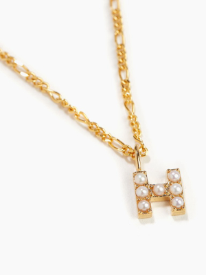 Figaro Chain & Pearl Alphabet Pendant