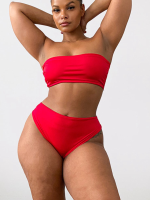 Plus Red Mix & Match Bandeau Bikini Top