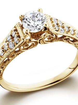 Pompeii3 5/8ct Vintage Diamond Engagement Ring 14k Yellow Gold