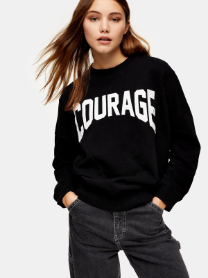 Courage Splice Print Sweatshirt In Black