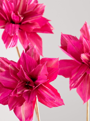 Artificial Pink Dahlia Flowers, Set Of 3