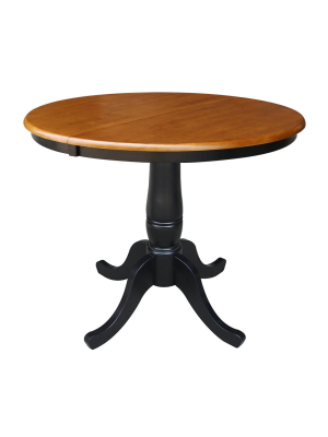 36" Round Top Pedestal Dining Table With 12" Leaf Black/red - International Concepts