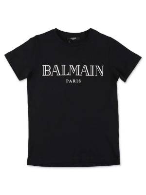 Balmain Kids Logo Print Crewneck T-shirt