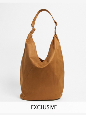 Glamorous Exclusive Slouchy Tote Bag In Brown Suedette