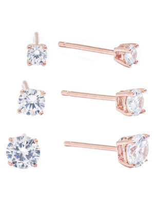 Rose Gold Over Sterling Silver Morganite Stud Set