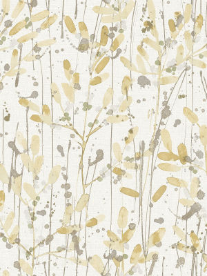 Leandra Yellow Floral Trail Wallpaper From The Scott Living Ii Collection By Brewster Home Fashions