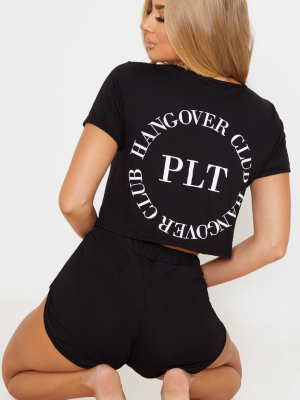 Prettylittlething Black Hangover Club Pj Set