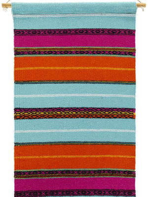 Toluca Hand Woven Wall Hanging In Aqua