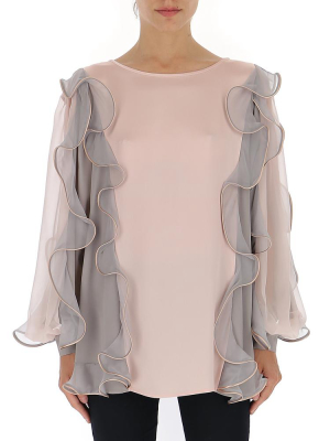 Alberta Ferretti Ruffled Two-tone Blouse