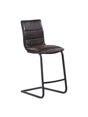 30" Armen Living Newark Contemporary Bar Height Barstool In Gray Powder Coated Finish And Espresso