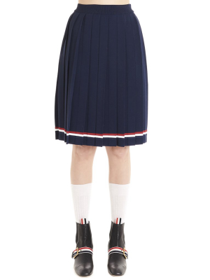 Thom Browne Pleated Striped Midi Skirt