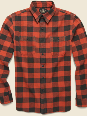 Plaid Twill Workshirt - Red/black