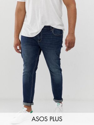 Asos Design Plus Skinny Jeans In Dark Wash