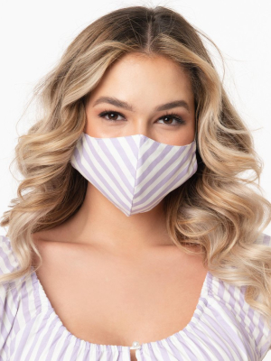 Magnolia Place Lilac & White Stripe Print Face Mask