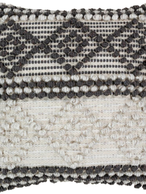 Anders Hand Woven Pillow In Charcoal & Cream