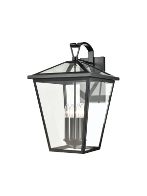 Main Street 4-light 23 X 16 X 14 Outdoor Sconce In Black With Clear Glass Enclosure